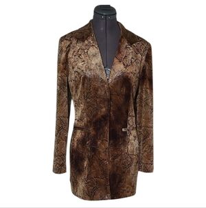 SZ6 Joseph Ribkoff faux suede velvet snakeskin animal print blazer Whimsigoth